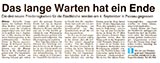 Termin der Glockenfahrt nach Passau zur Fa. Perner (Artikel "TLZ Weimar" vom 19.08.2009)